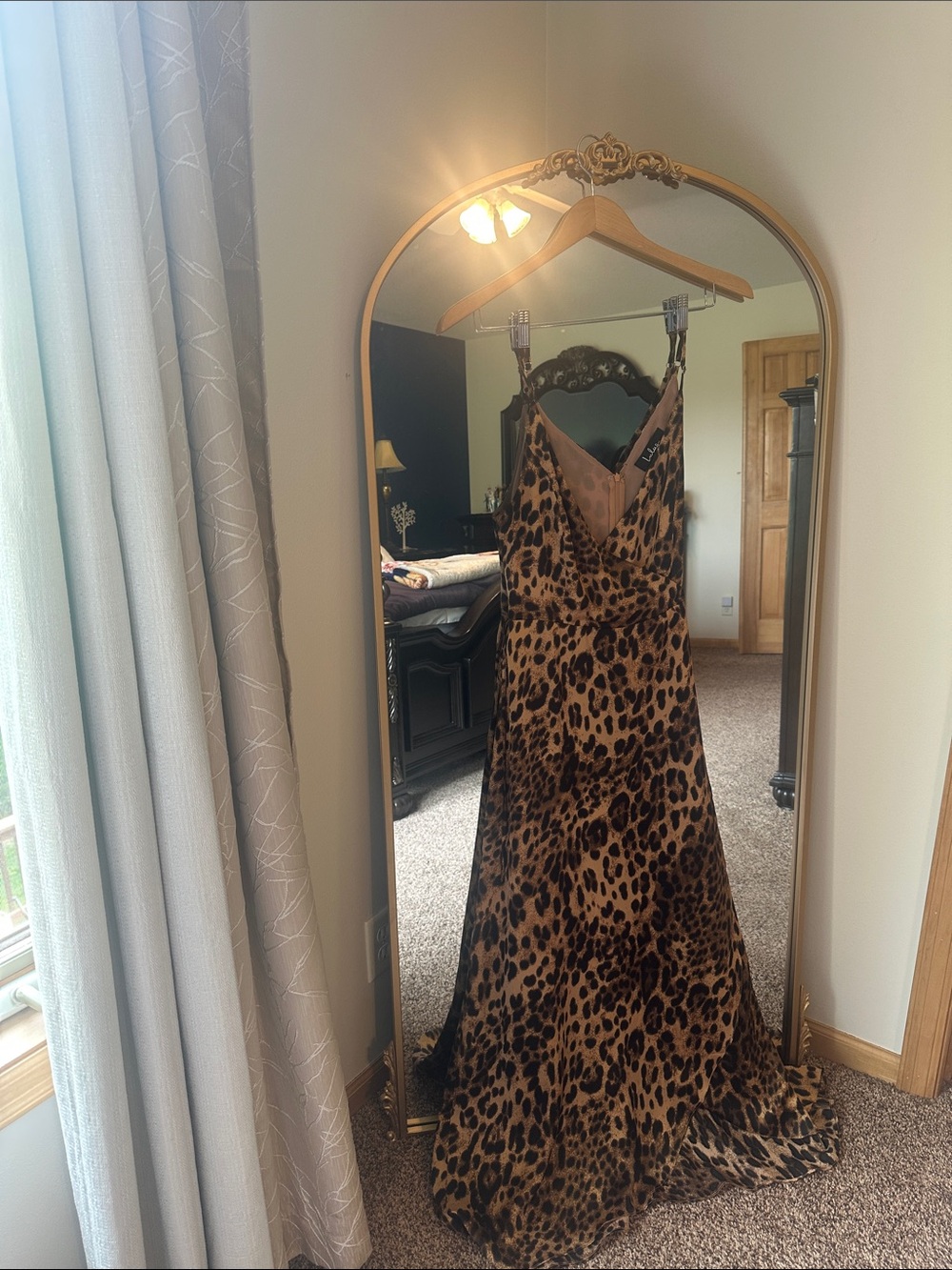 Lulu's Tan and Black Animal Print Dress